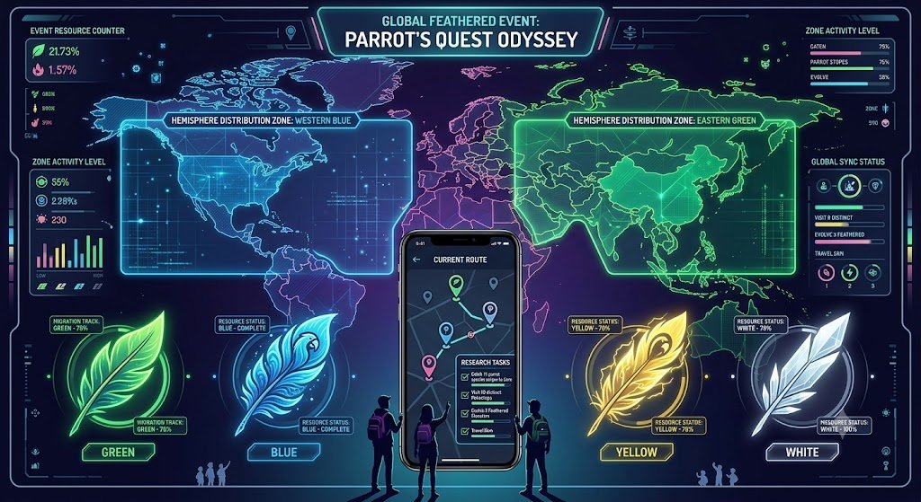 Squawkabilly regional forms Eastern and Western Hemisphere map for Pokémon GO